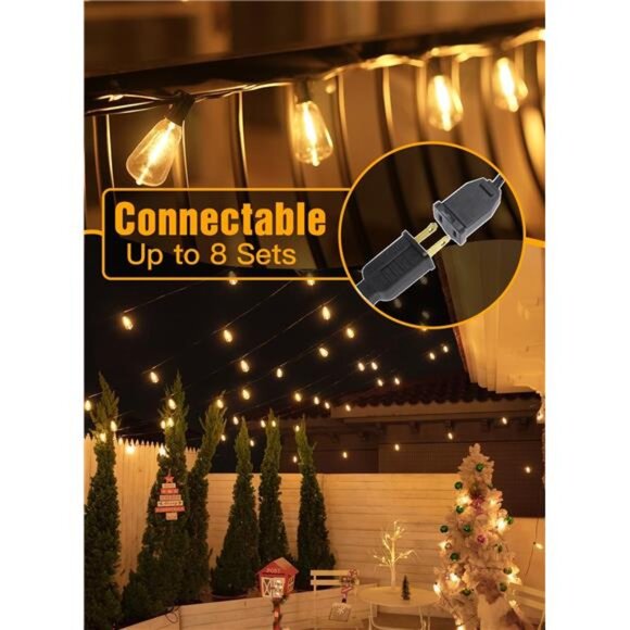 Outdoor String Lights 120FT with 60+2 Spare ST38 Vintage Bulbs, Shatterproof - Picture 4 of 7